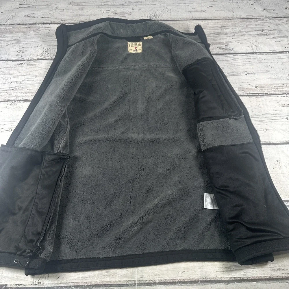 Red Head Vest Mens L Black Full Zip Fleece Lined Hunting Workwear Outdoor